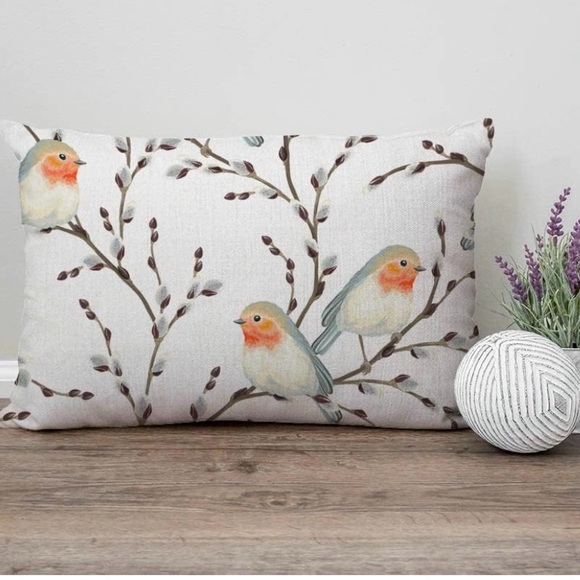 2-PIECE-SET ACCENT PILLOWS BIRDS BRANCHES & BUDS WITH NEW UTOPIA PILLOW-INSERTS - Picture 14 of 14